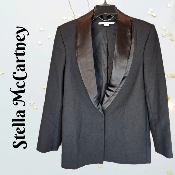 Stella McCartney Womens Tuxedo Blazer Jacket Sz 40 Wool Blend Hidden Buttons - Picture 1 of 15